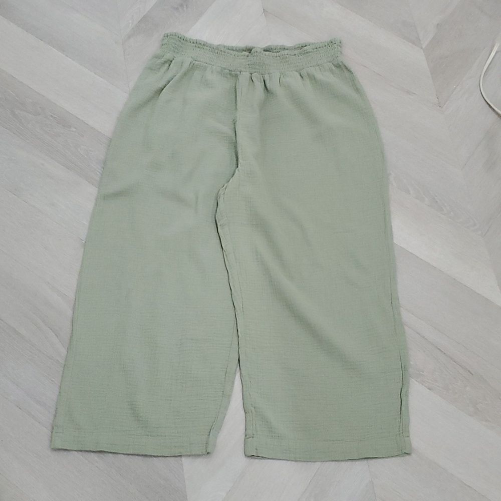 Japna Lounge Cargo,100% Cotton Wide Leg Waffle Knit Palazzo Pants, Size Large